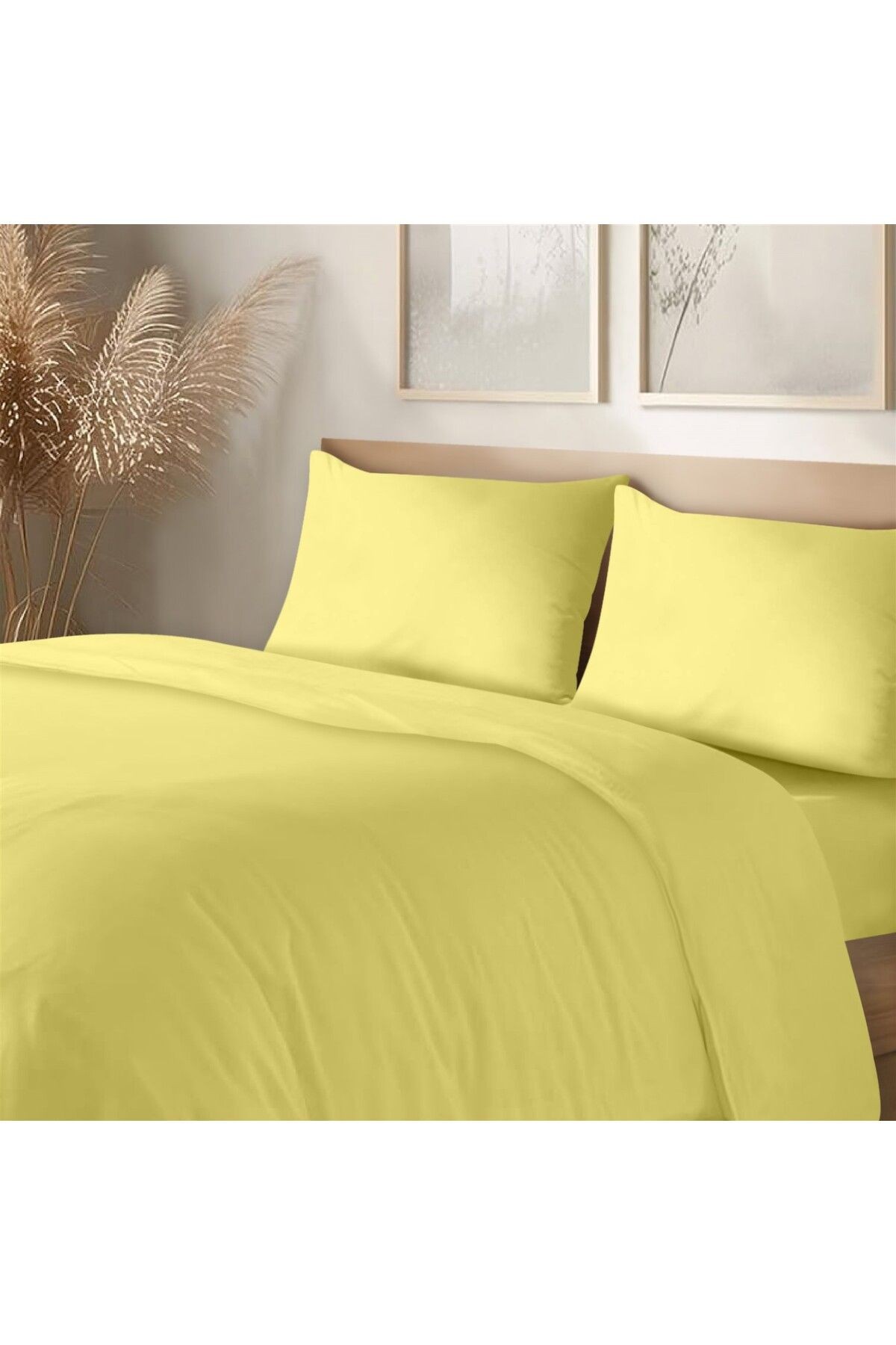 Organik Pamuk Akfil Nevresim Takımı  Tek Kişilik 160x220 cm - Sarı