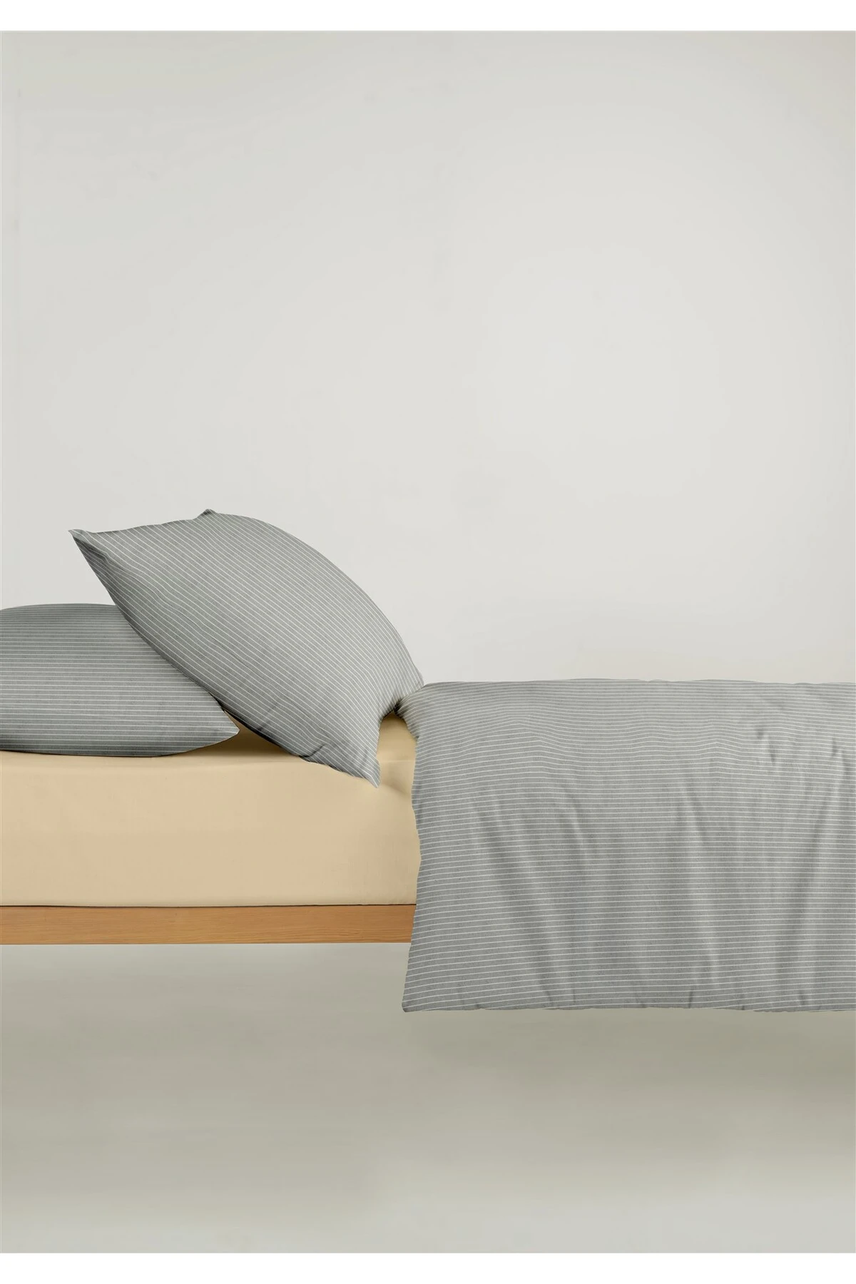 Chıc %100 Pamuk Ranforce Akay  Ipliği Boyalı Nevresim Takımı Çift Kişilik - 200x220 cm - Koyu Gri̇