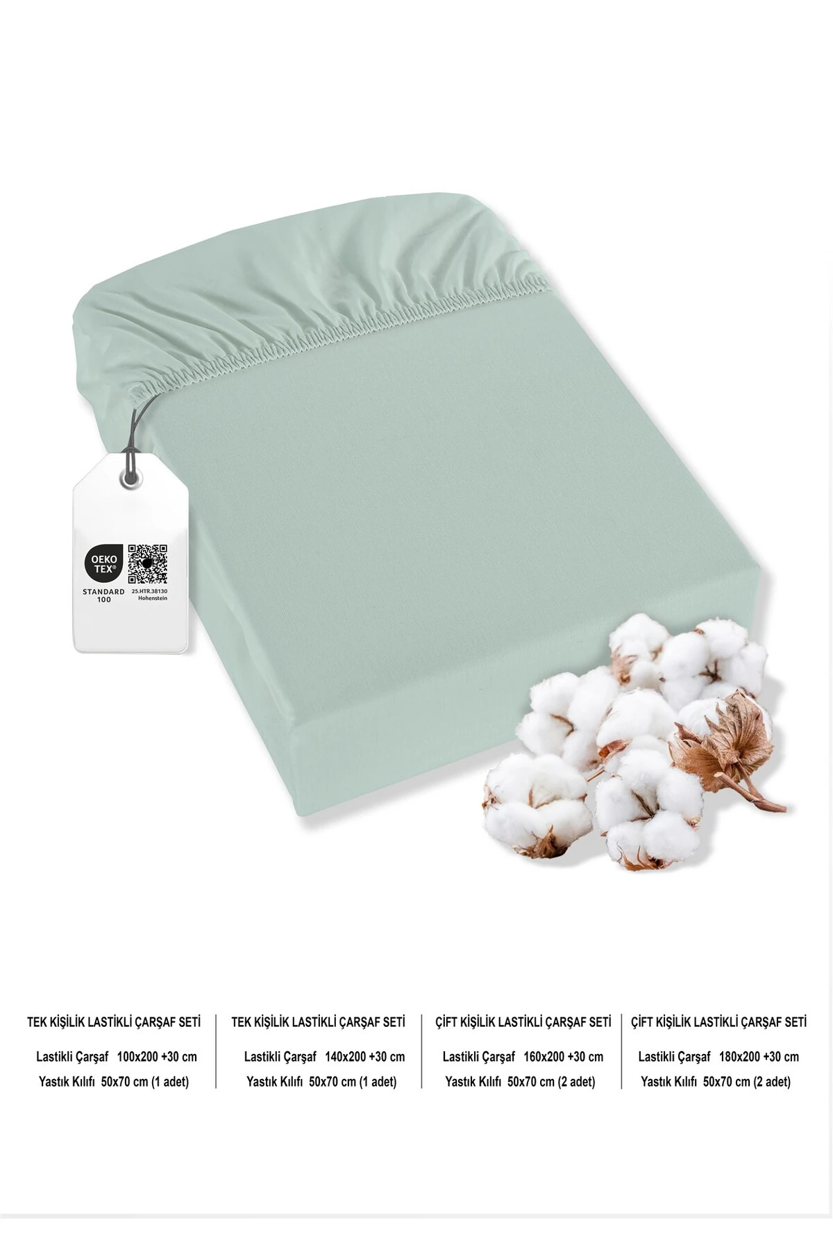 Siena Ranforce %100 Pamuk Lastikli Çarşaf Seti - buz mavi̇