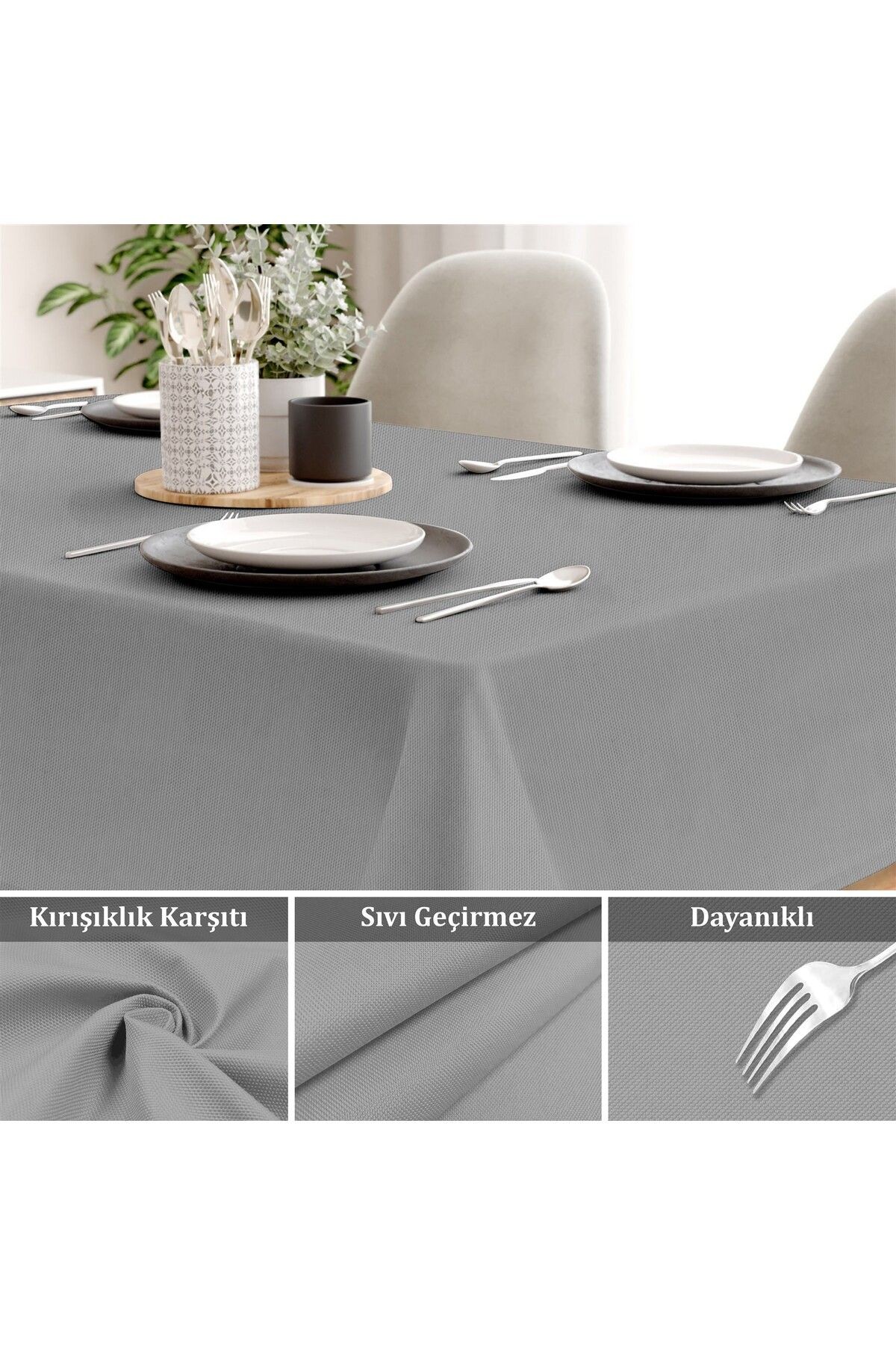 Canvas Sıvı Geçirmez Leke Tutmaz Masa Örtüsü