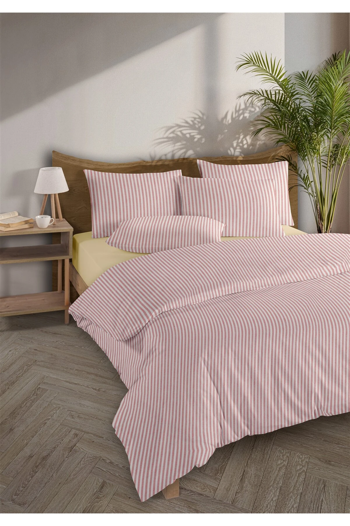 Mira %100 Pamuk Ranforce Yezra Ipliği Boyalı Nevresim Takımı Çift Kişilik - 200x220 Cm - kirmizi