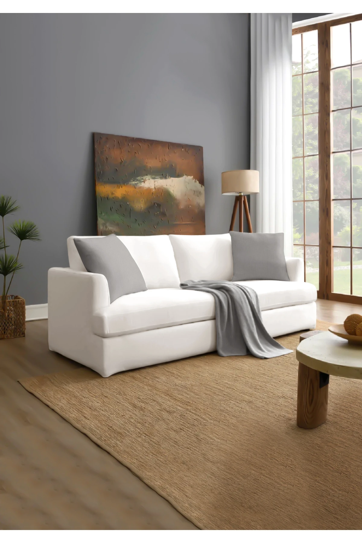 Canvas 6'lı  Sıvı Geçirmez Leke Tutmaz Kırlent Kılıfı 45 x 45 cm - Gri̇