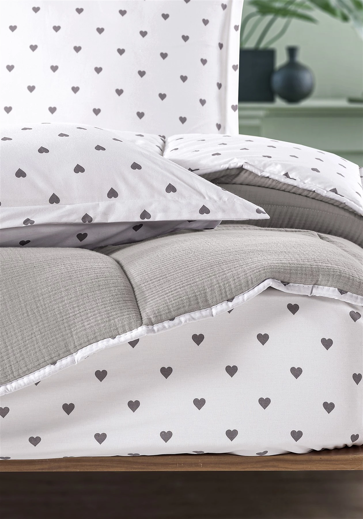 Lovely Timeless %100 Pamuk 4 Kat Müslin Comfort Uyku Seti Tek Kişilik 155x215 cm - Gri̇