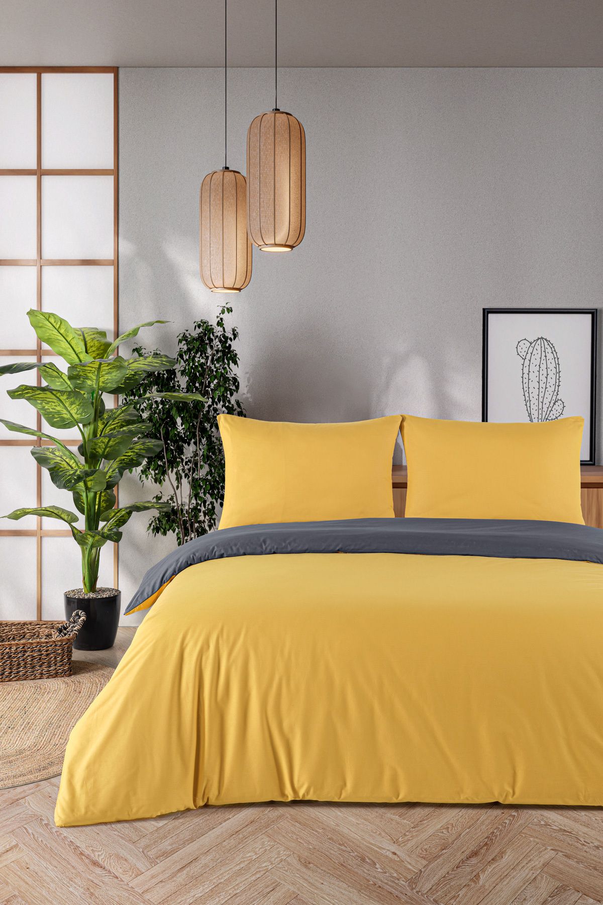 Organik Pamuk Akfil Çift Taraflı Nevresim Takımı Çift Kişilik 200x220 cm