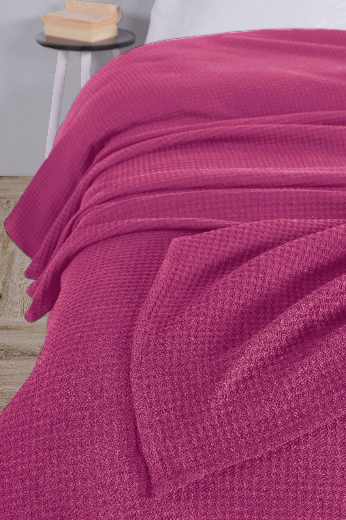 Pamuklu Aden Çok Amaçlı Örtü Tek Kişilik - 160x230 cm - koyu pembe