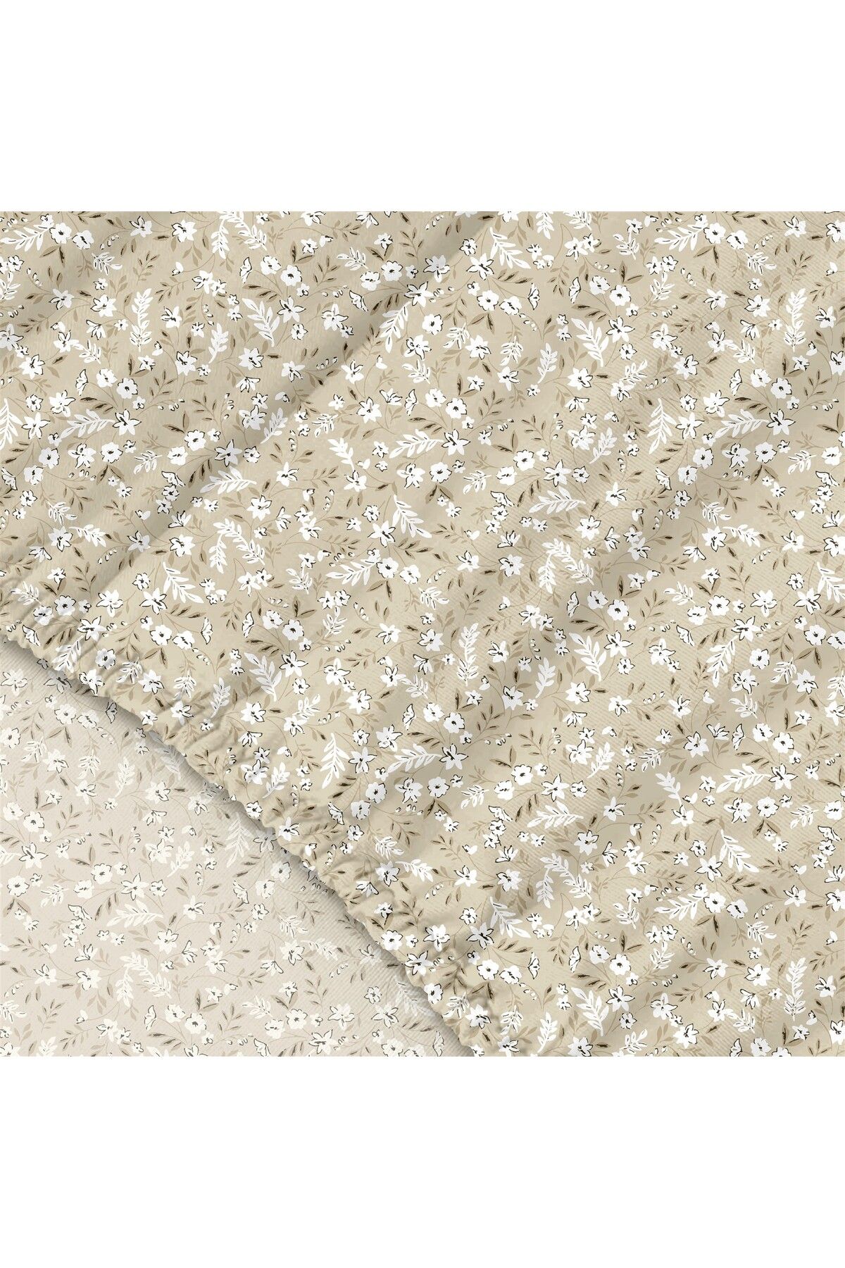 Dalya %100 Pamuk Çift Kişilik Lastikli Çarşaf Seti  - 160x200+30 cm - Bej