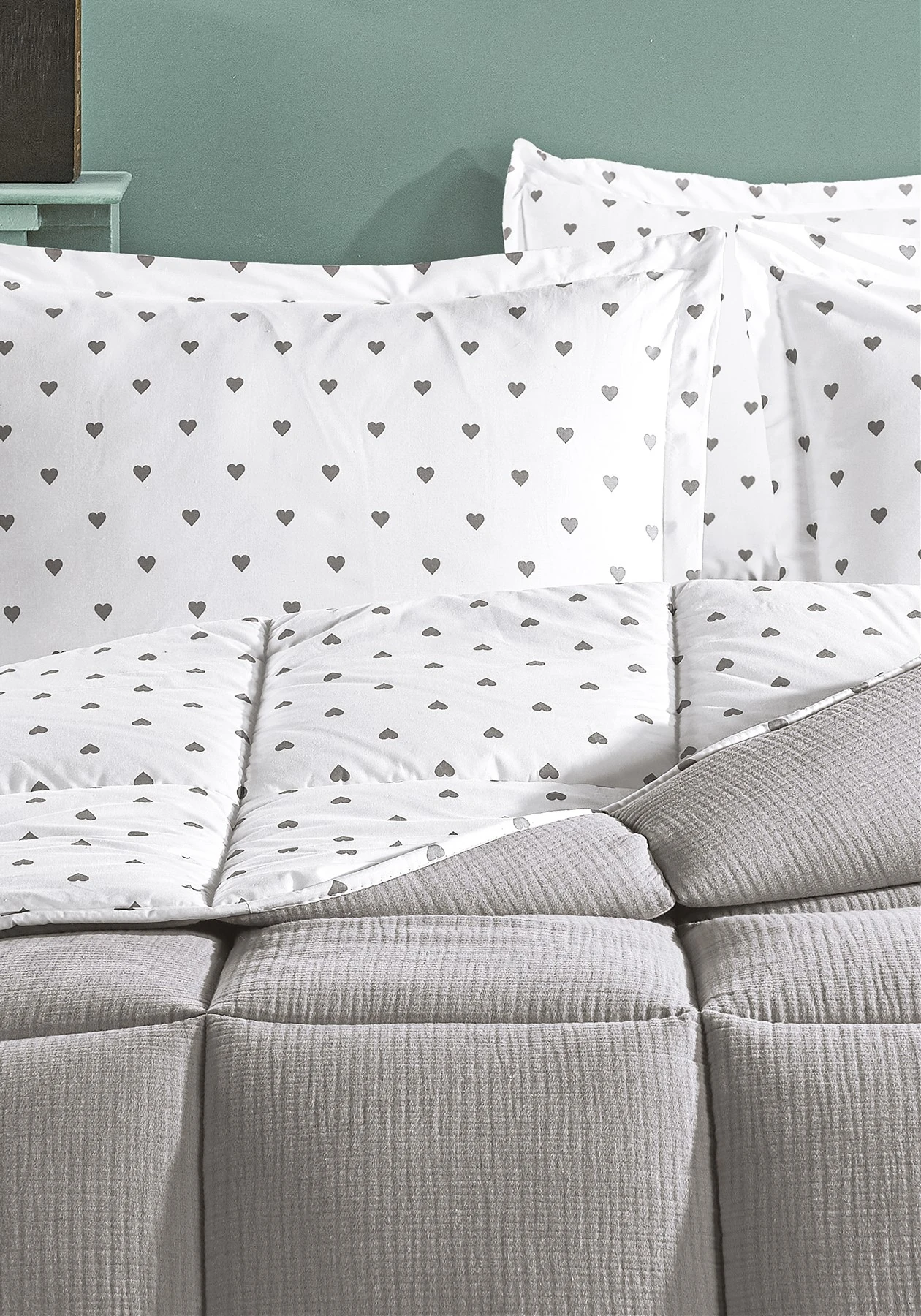 Lovely Timeless %100 Pamuk 4 Kat Müslin Comfort Uyku Seti Tek Kişilik 155x215 cm - Gri̇