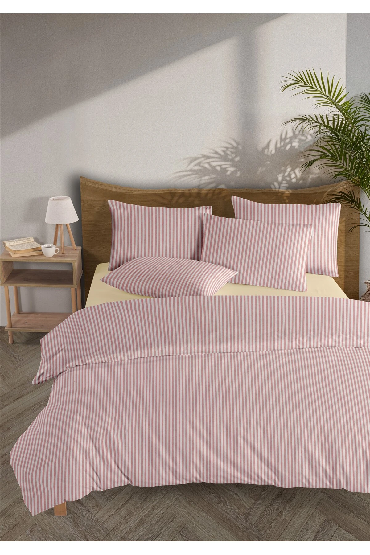 Mira %100 Pamuk Ranforce Yezra Ipliği Boyalı Nevresim Takımı Çift Kişilik - 200x220 Cm - kirmizi