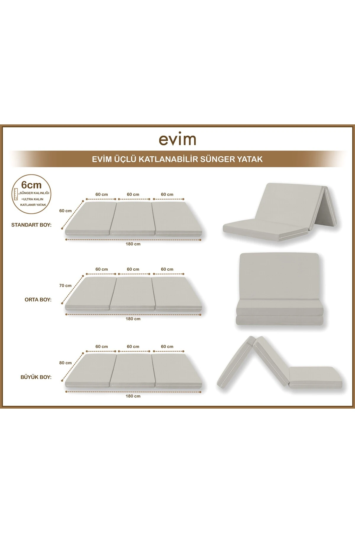 Canvas  Fermuarlı Katlanabilir Yer Yatağı Yer Minderi 80x180x6cm
