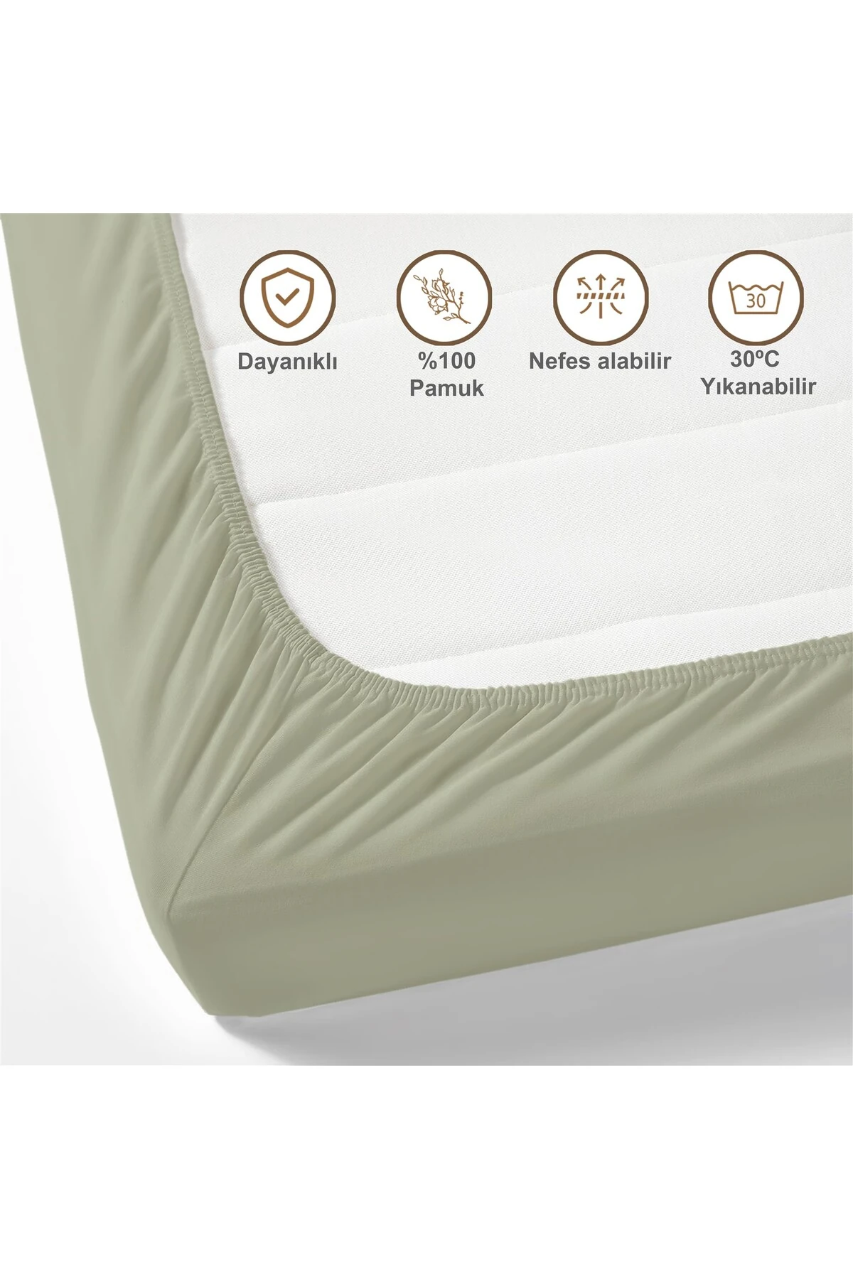 %100 Pamuk Penye Lastikli Çarşaf - adaçayi