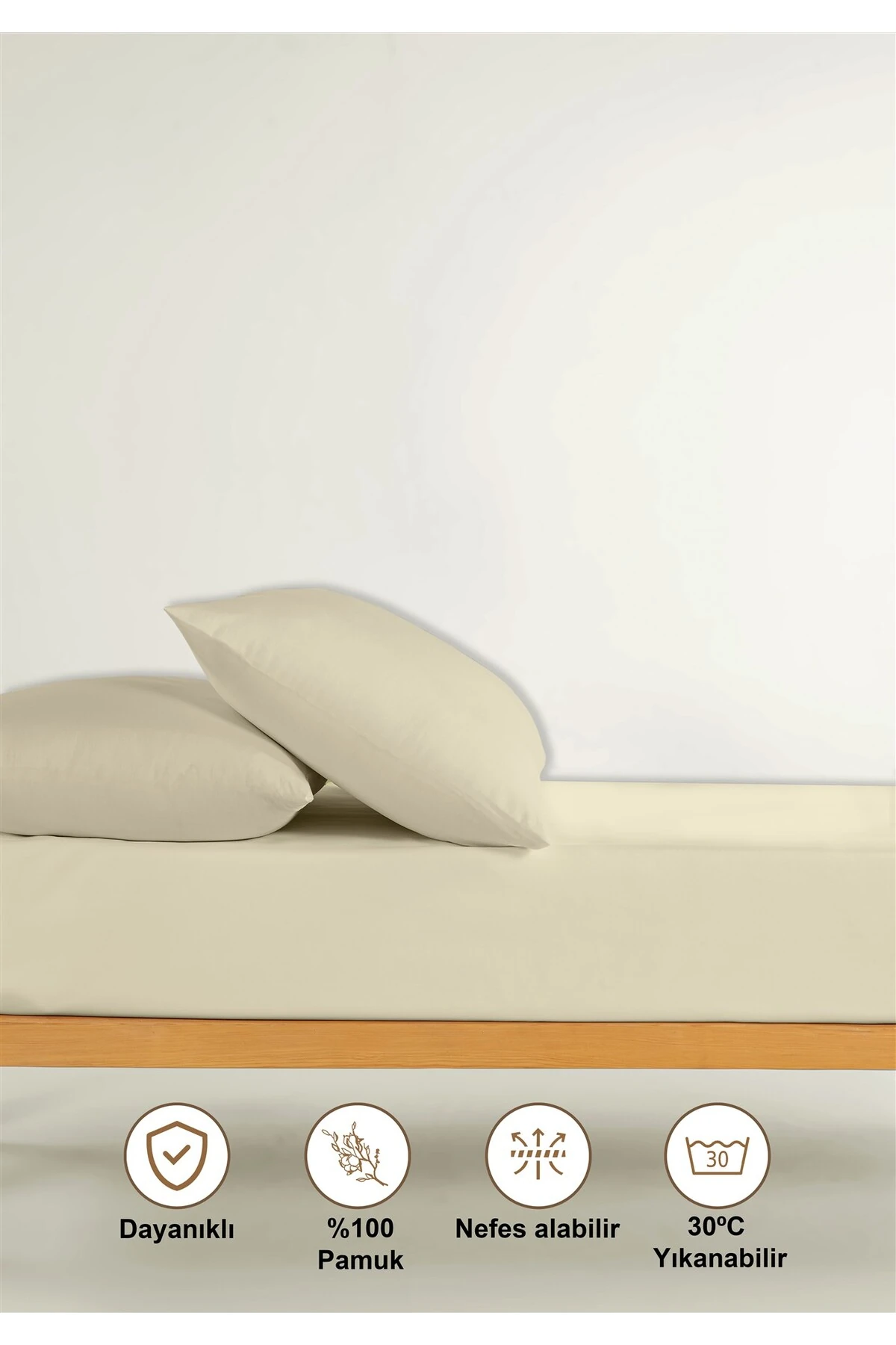 Naria Ranforce %100 Pamuk Lastikli Çarşaf - Krem