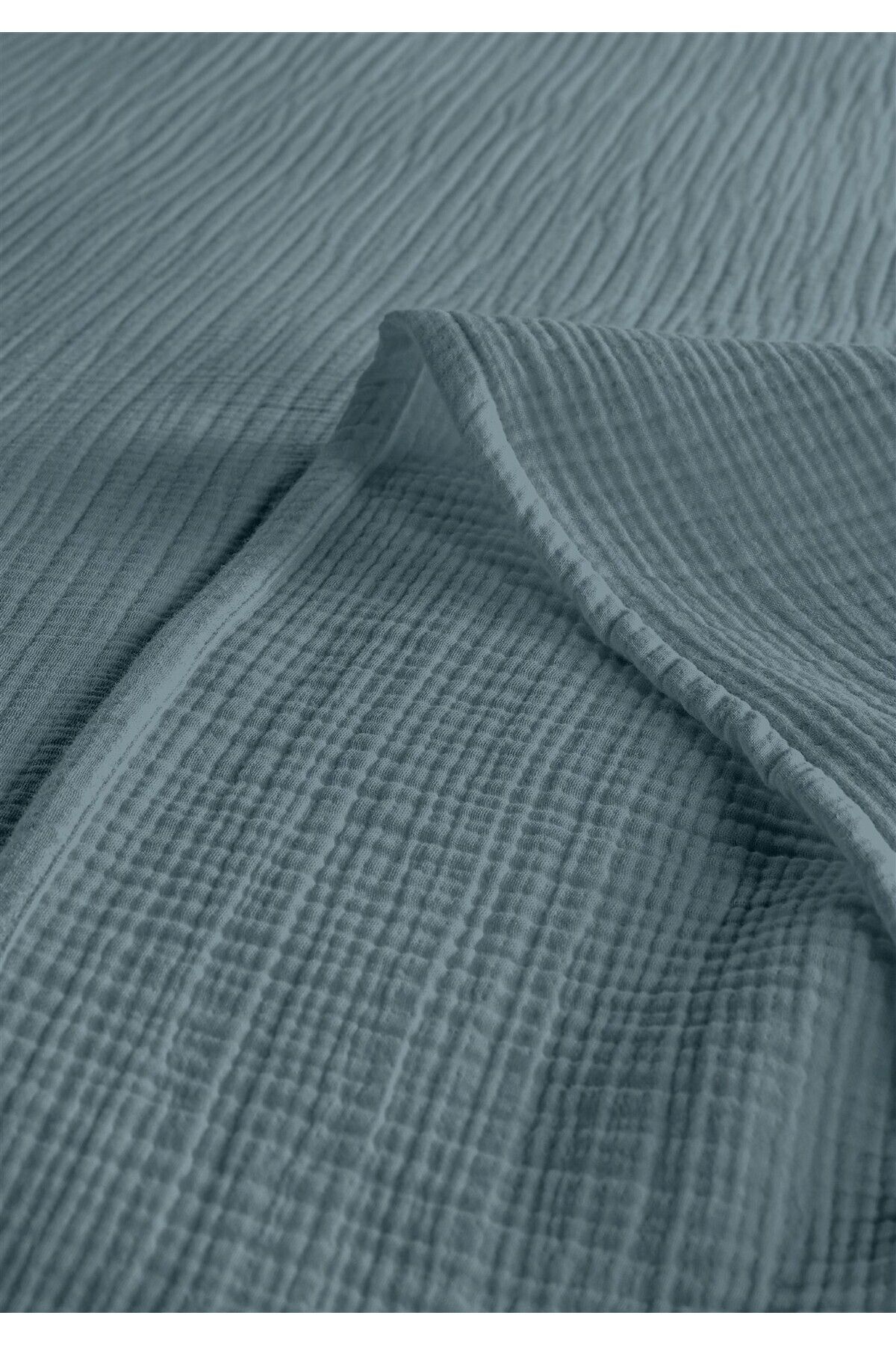 % 100 Doğal Pamuk 4 Kat Müslin Lüks Çift Kişilik Pike Takımı  200x230cm - Petrol