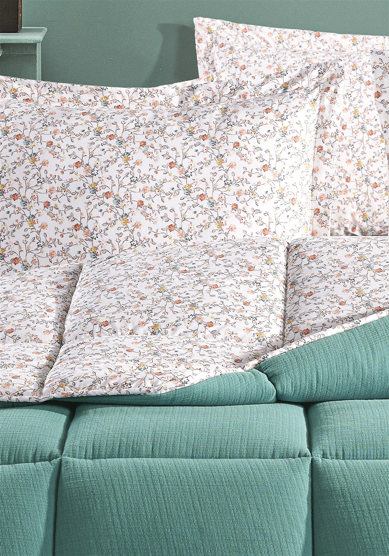 Andy Timeless %100 Pamuk 4 Kat Müslin Comfort Uyku Seti Tek Kişilik 155x215 cm - Turkuaz