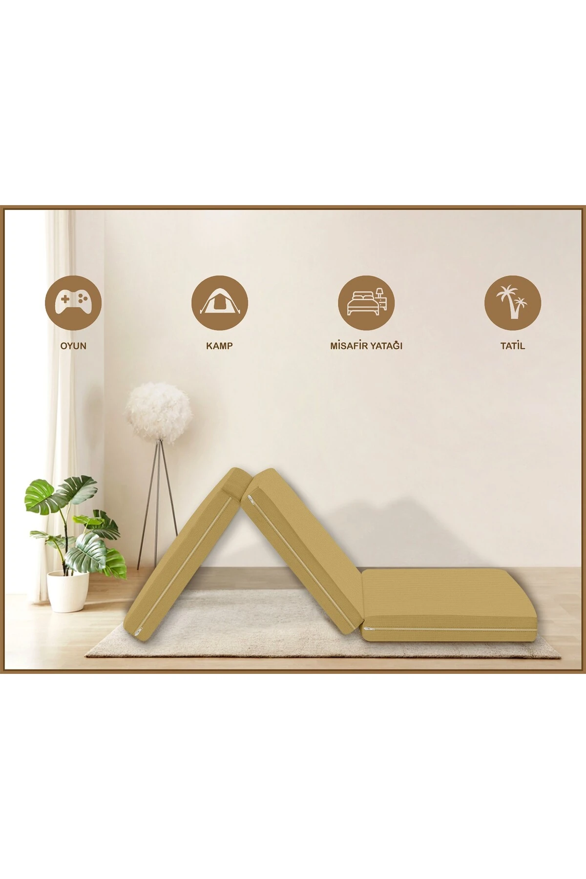 Canvas  Fermuarlı Katlanabilir Yer Yatağı Yer Minderi 80x180x6cm