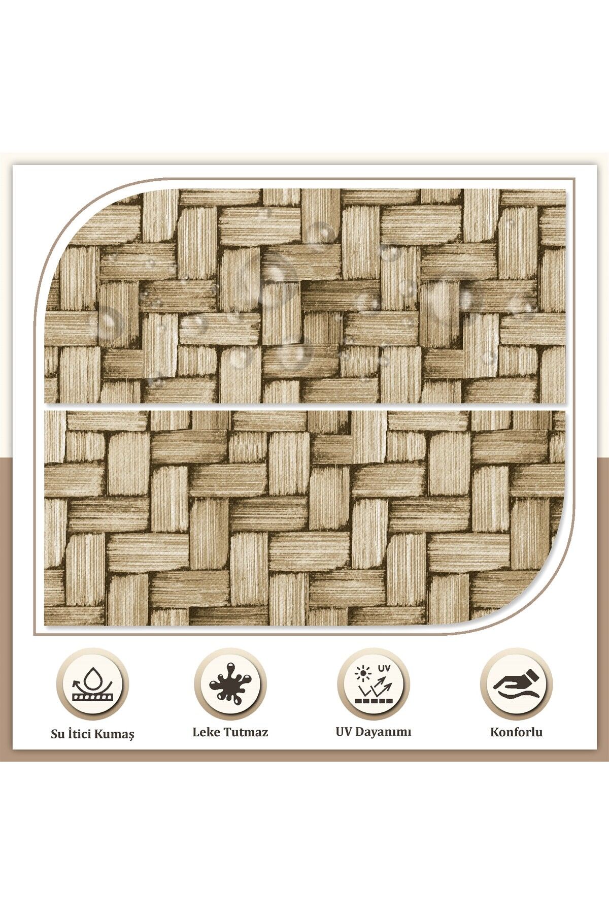 Canvas Tekli Wicker Sıvı Geçirmez Leke Tutmaz Fermuarlı Bağcıklı Sandalye Minderi 40 x 40 cm