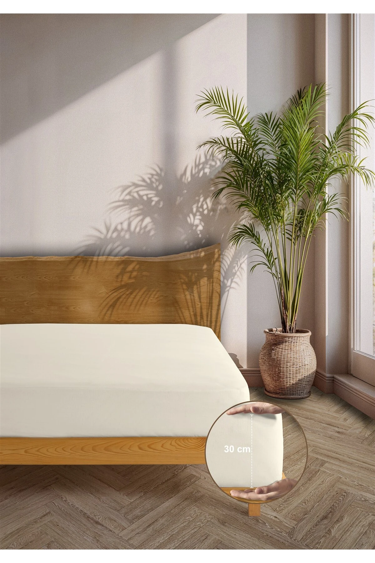 Naria Ranforce %100 Pamuk Lastikli Çarşaf - kirik beyaz