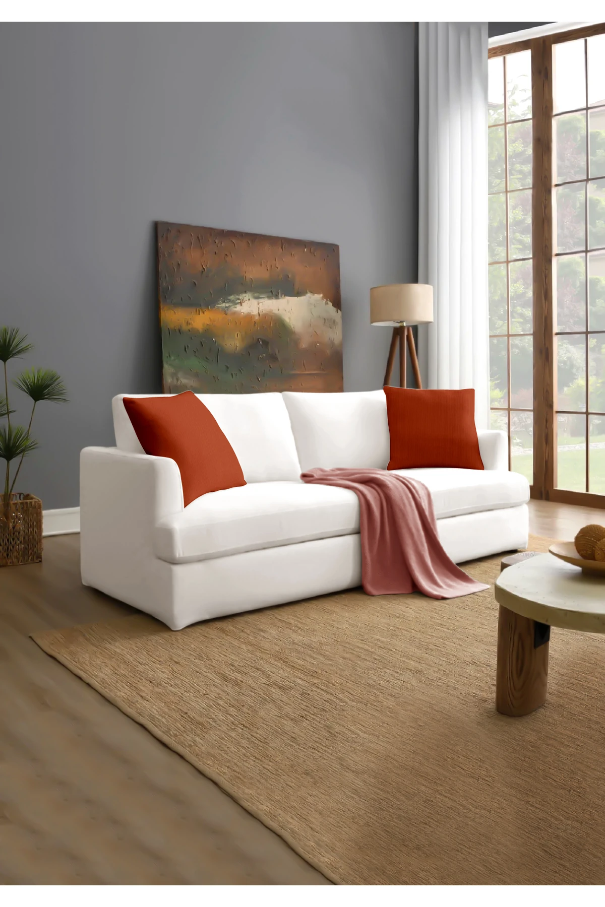 Canvas 6'lı  Sıvı Geçirmez Leke Tutmaz Kırlent Kılıfı 45 x 45 cm - ki̇remi̇t