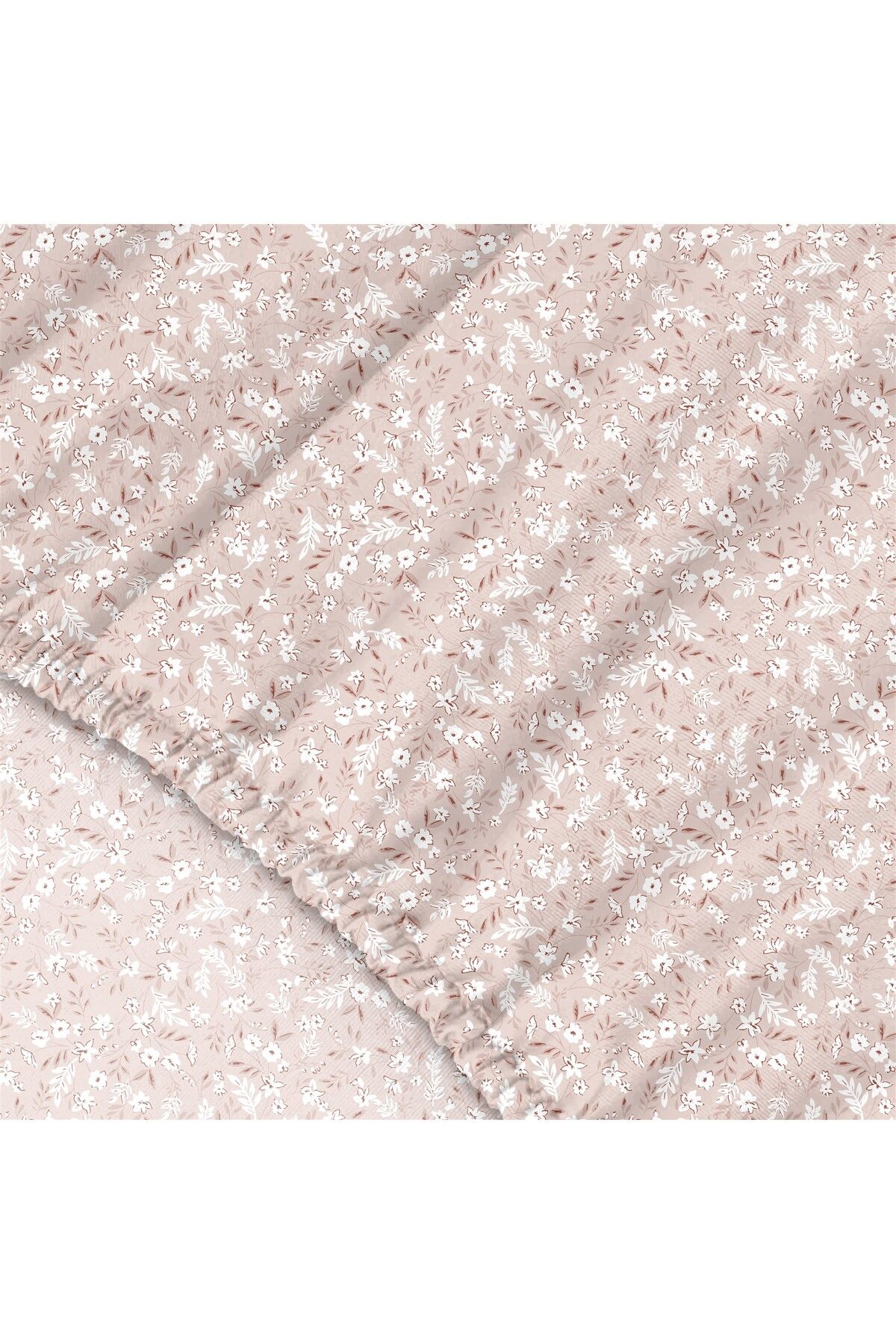 Dalya %100 Pamuk Çift Kişilik Lastikli Çarşaf - 160x200+30 cm - Pudra