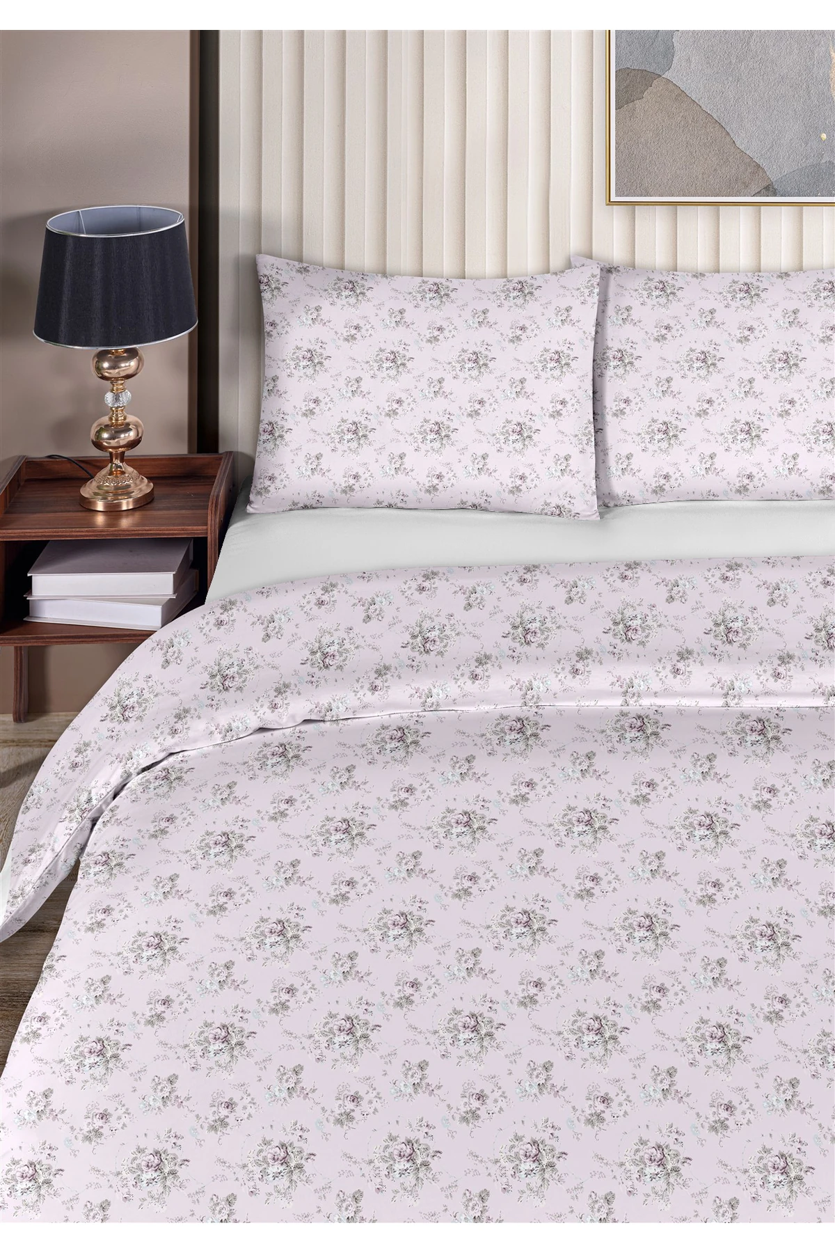 %100 Pamuk Akfil Desenli Çift Kişilik Nevresim Seti 200x220cm