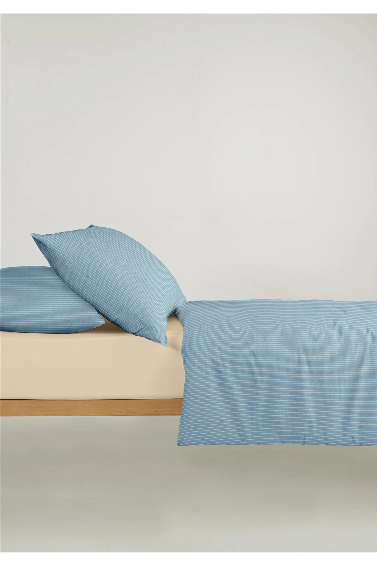 Chıc %100 Pamuk Ranforce Akay  Ipliği Boyalı Nevresim Takımı Çift Kişilik - 200x220 cm - Mavi̇