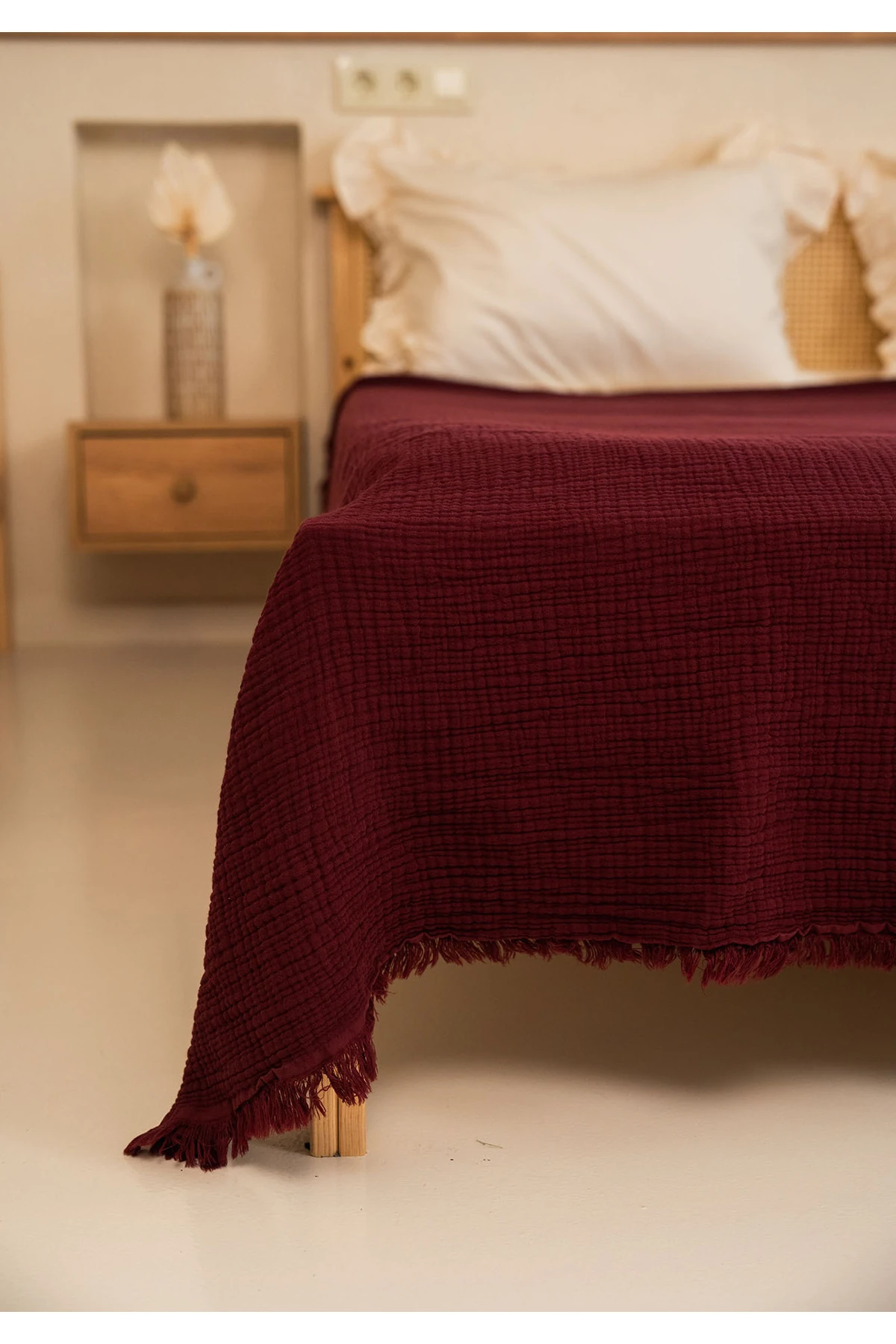 %100 Pamuk 4 kat Müslin Battaniye Takımı Tek Kişilik 160 x 230 cm