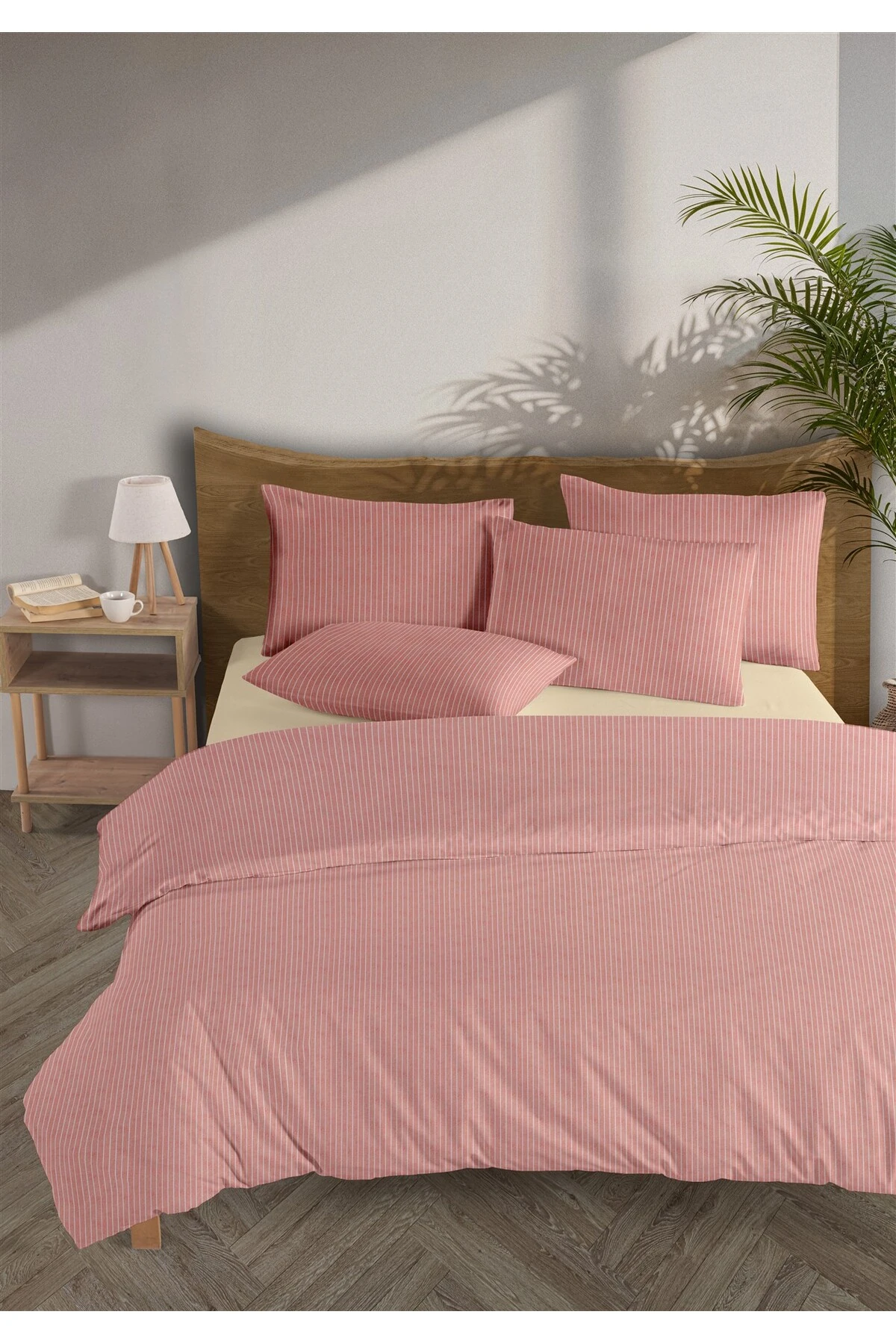 Chıc %100 Pamuk Ranforce Akay  Ipliği Boyalı Nevresim Takımı Çift Kişilik - 200x220 cm - kirmizi