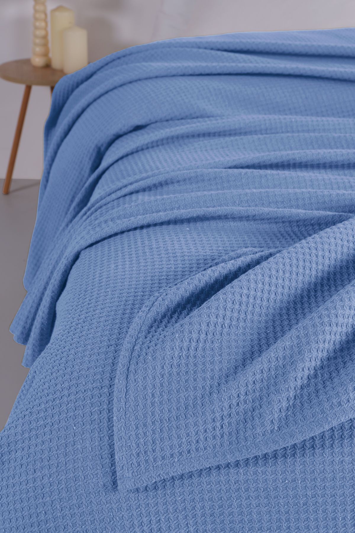 Pamuklu Aden Çok Amaçlı Örtü Tek Kişilik - 160x230 cm - Koyu Turkuaz