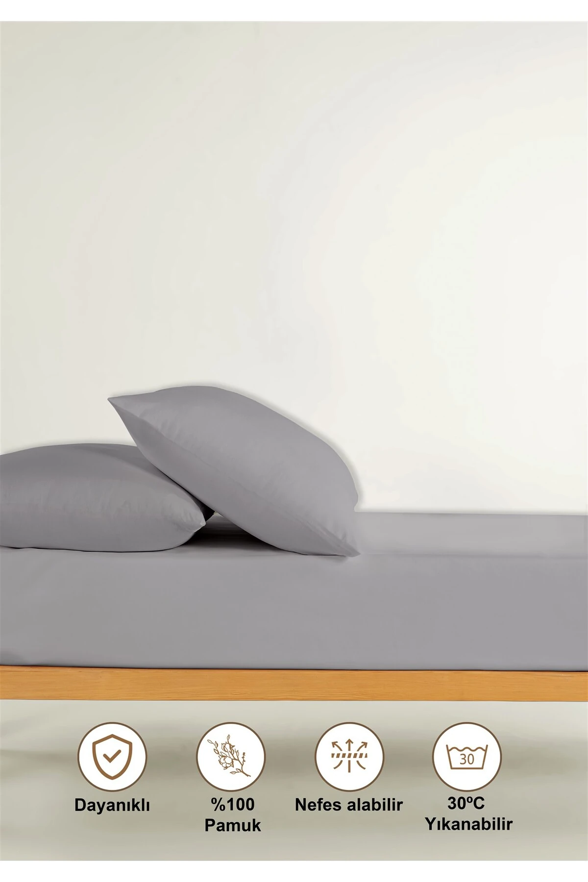 Naria Ranforce %100 Pamuk Lastikli Çarşaf - Açik Gri̇