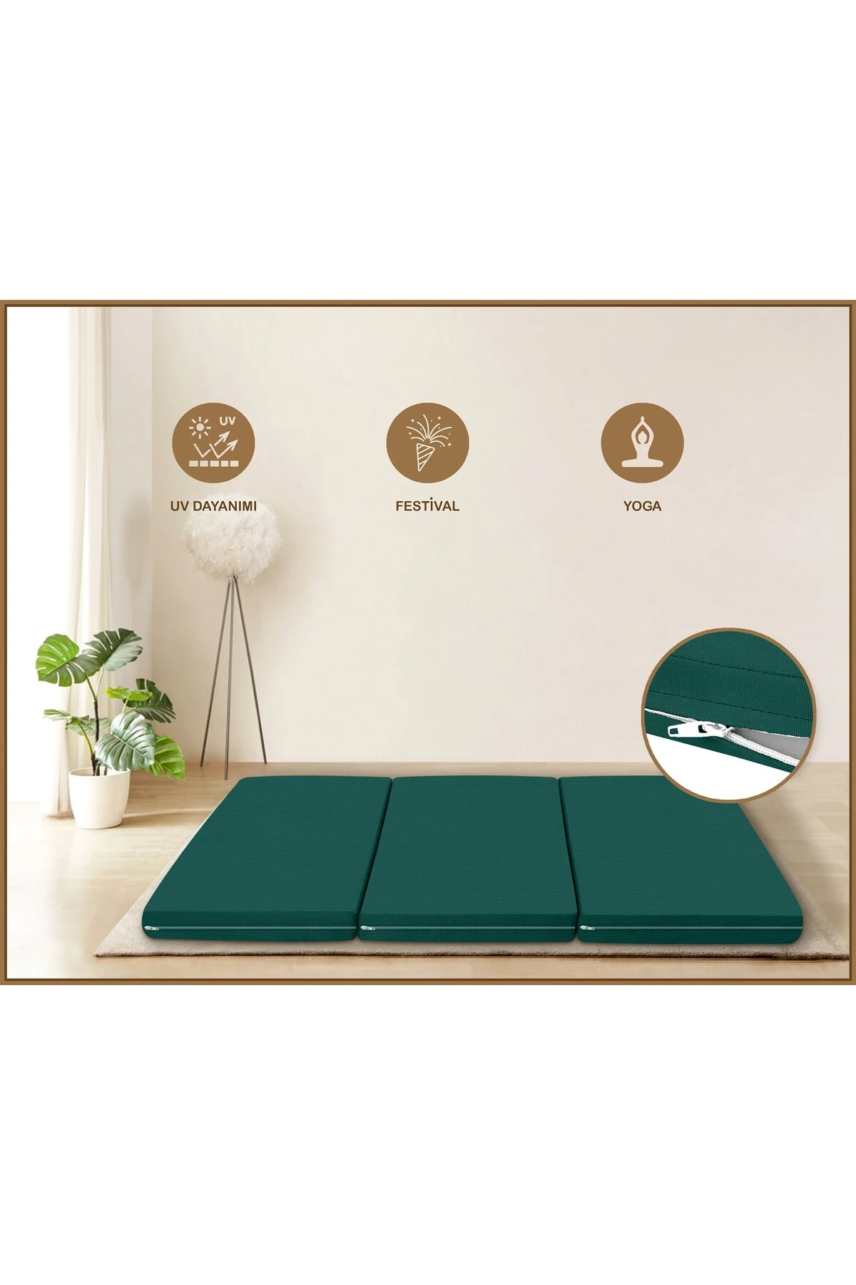 Canvas  Fermuarlı Katlanabilir Yer Yatağı Yer Minderi 80x180x6cm