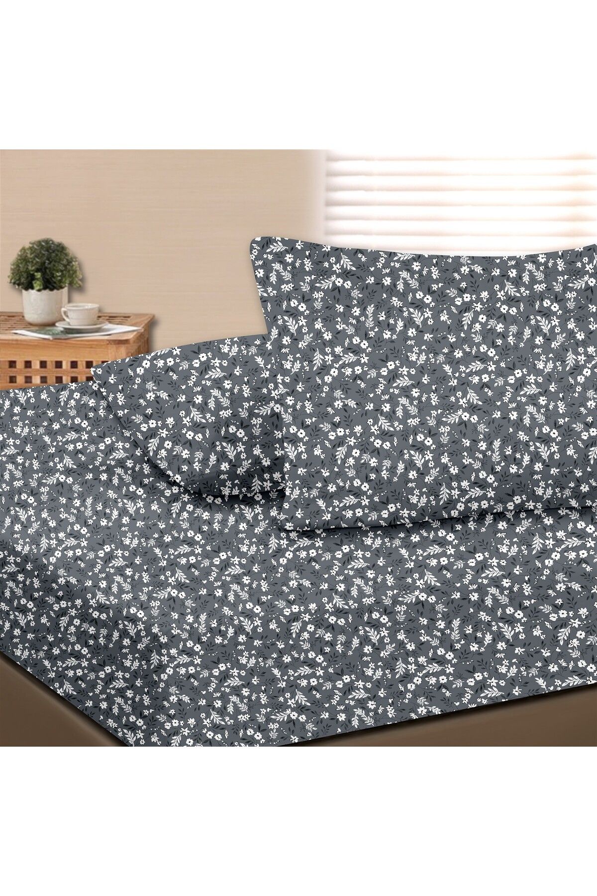 Dalya %100 Pamuk Çift Kişilik Lastikli Çarşaf Seti  - 160x200+30 cm - Laci̇vert