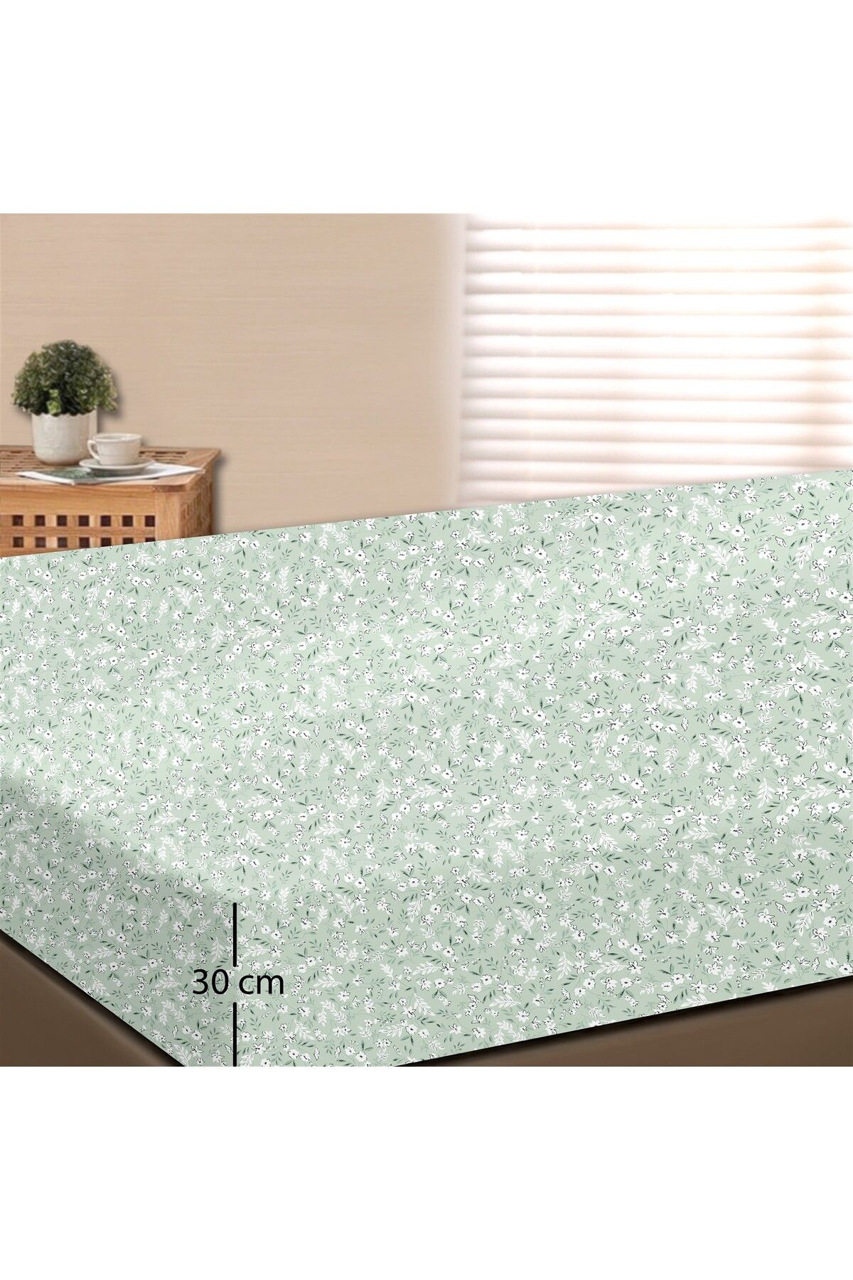 Dalya %100 Pamuk Çift Kişilik Lastikli Çarşaf Seti  - 160x200+30 cm - Mi̇nt
