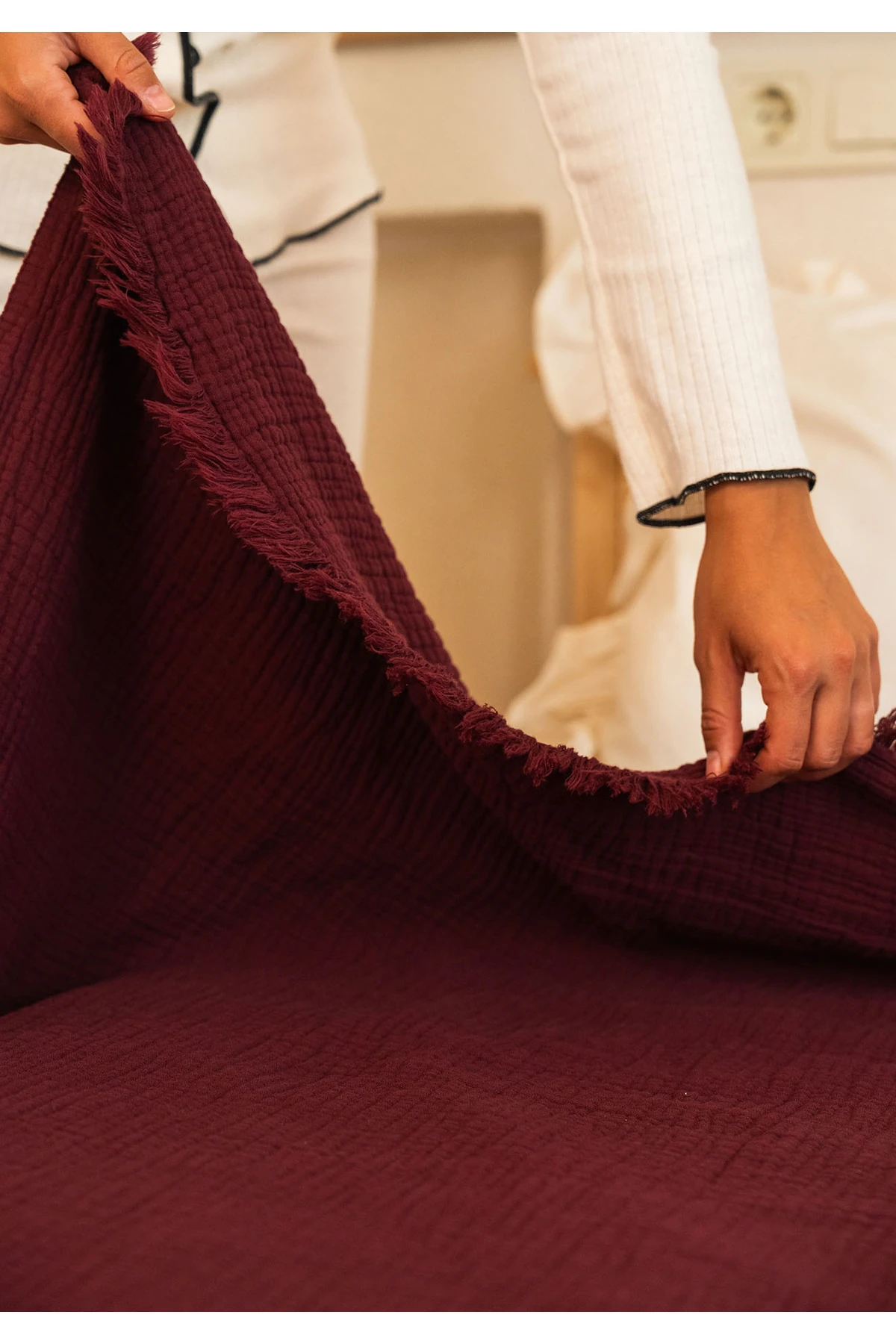 %100 Pamuk 4 kat Müslin Battaniye Takımı Tek Kişilik 160 x 230 cm