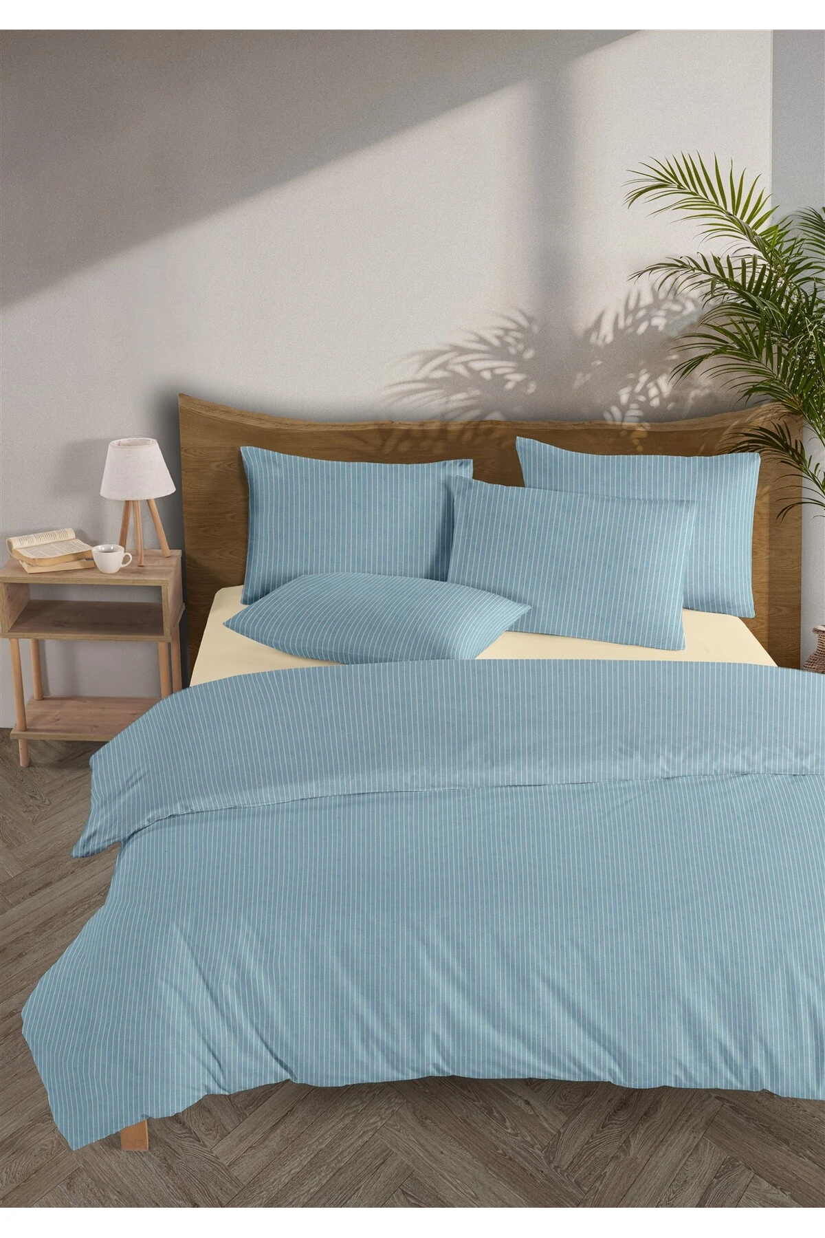 Chıc %100 Pamuk Ranforce Akay  Ipliği Boyalı Nevresim Takımı Çift Kişilik - 200x220 cm - Mavi̇