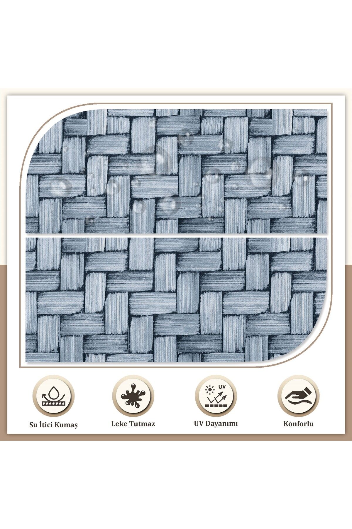 6'lı Wicker Sıvı Geçirmez Leke Tutmaz Fermuarlı Bağcıklı Sandalye Minderi 40 X 40 Cm