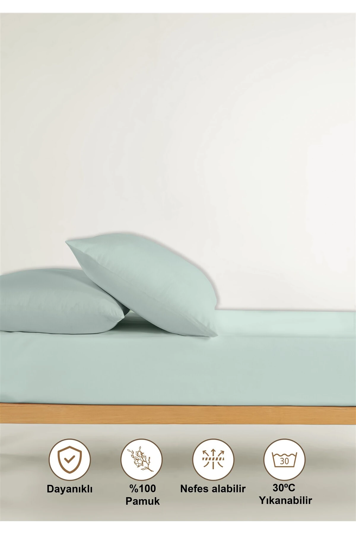 Naria Ranforce %100 Pamuk Lastikli Çarşaf - buz mavi̇