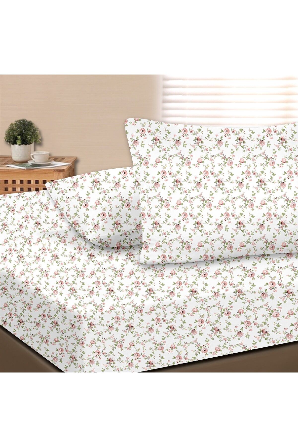 Arora %100 Pamuk Çift Kişilik Lastikli Çarşaf Seti Açık Pembe- 160x200+30 cm