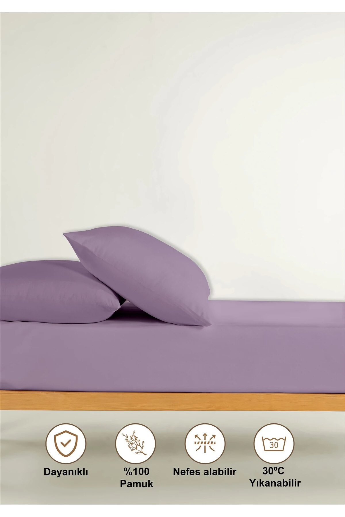 Naria Ranforce %100 Pamuk Lastikli Çarşaf - Li̇la