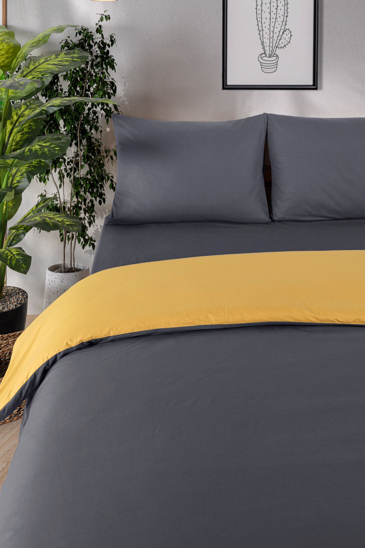 Organik Pamuk Akfil Çift Taraflı Nevresim Takımı Çift Kişilik 200x220 cm