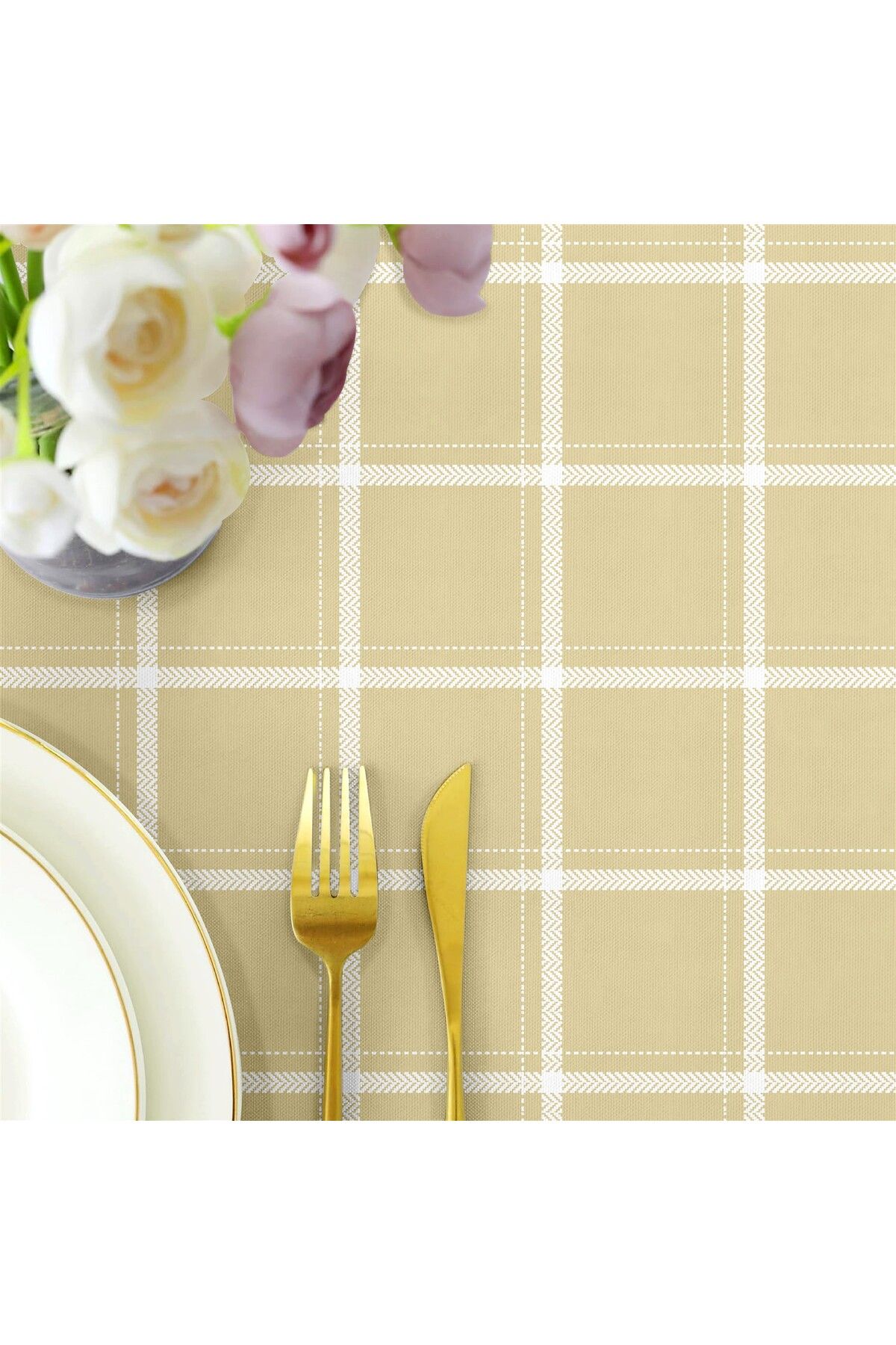 Canvas Desenli  Sıvı Geçirmez Leke Tutmaz Masa Örtüsü