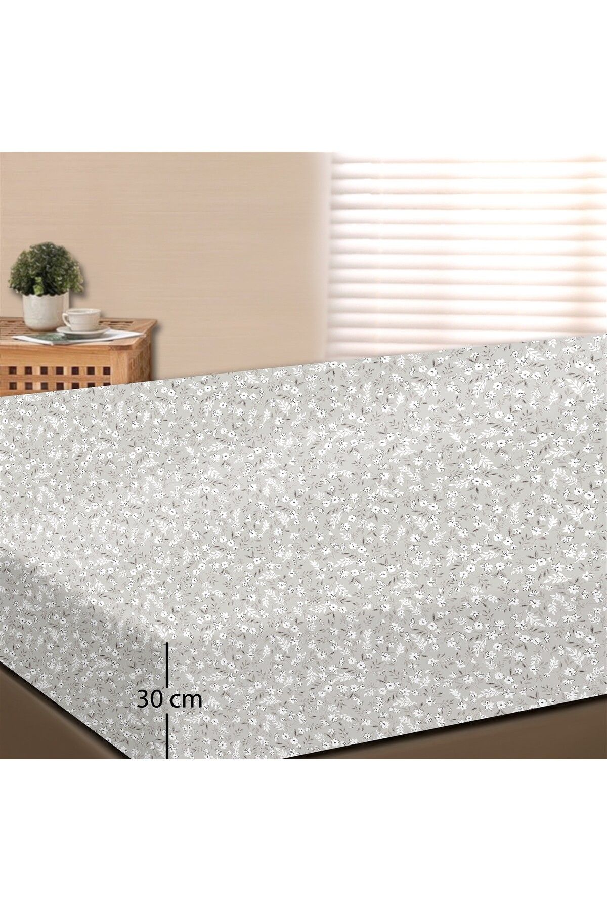Dalya %100 Pamuk Çift Kişilik Lastikli Çarşaf Açık Bej - 160x200+30 cm
