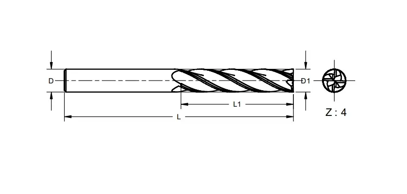 4x11x4h6x50 Z4 Karbür Freze