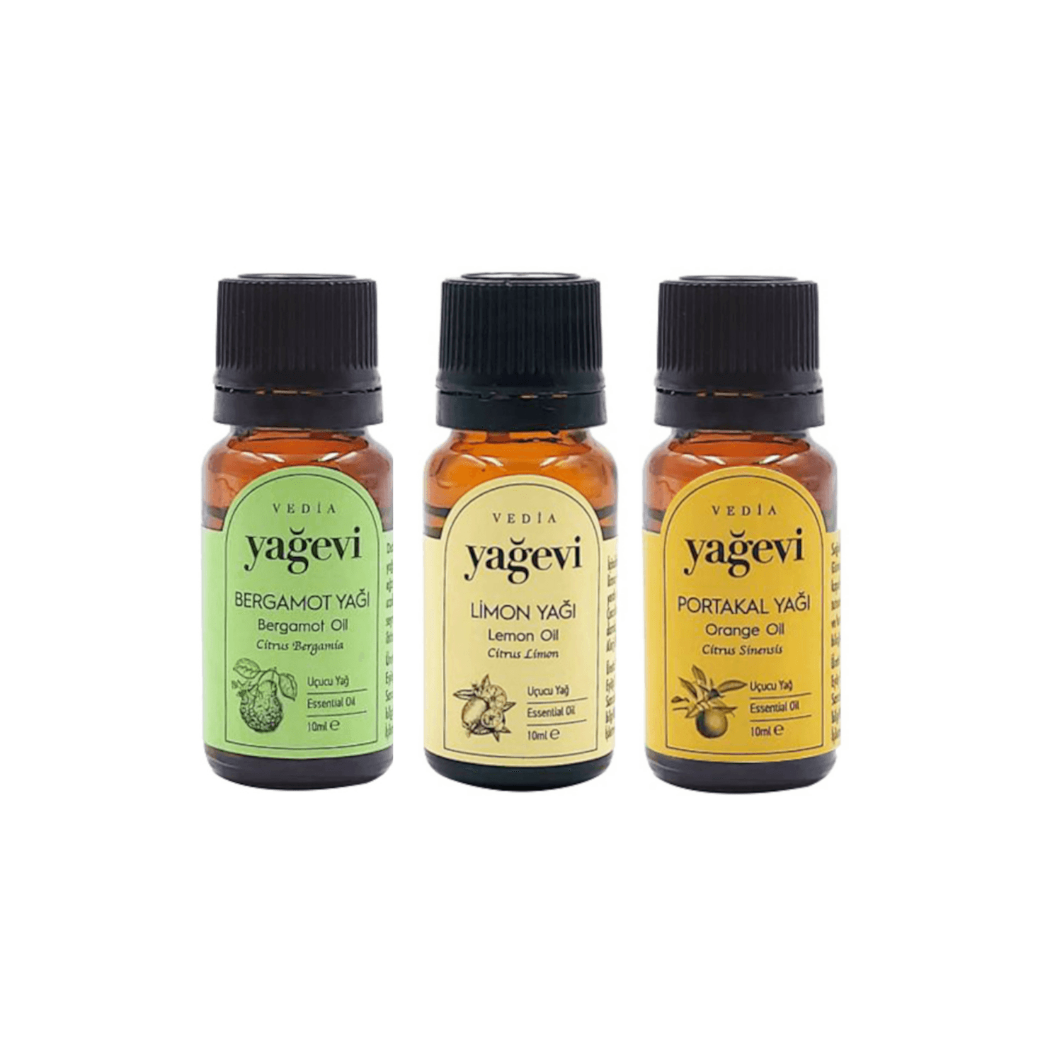 Bergamot+Limon+Portakal Uçucu Yağ Seti 3x10 ml - Yağevi