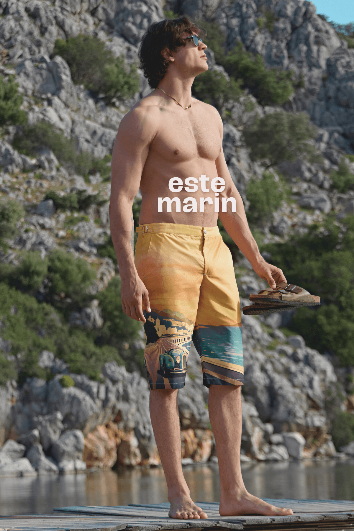 Este Marin Monaco Pano Desenli Uzun Deniz Şortu