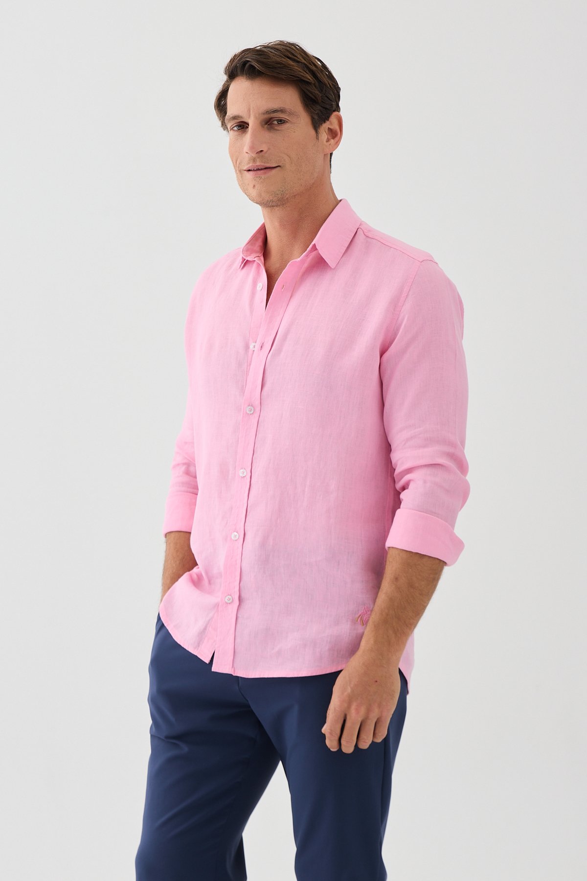 Este Marin Bodrum Keten Uzun Kollu Gömlek - pembe