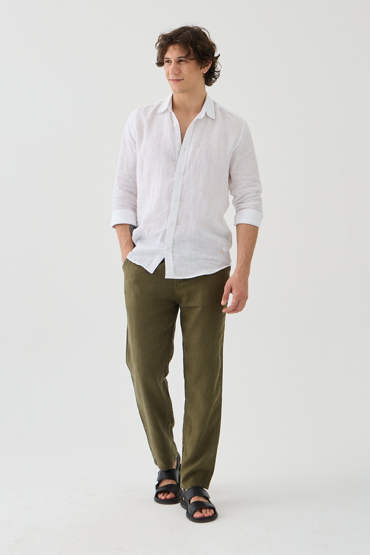 Halikarnas Keten Jogger Pantolon - haki