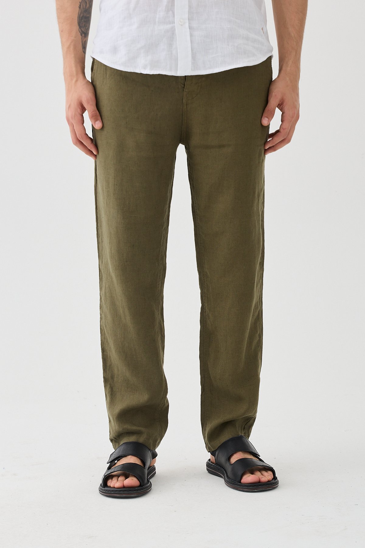 Halikarnas Keten Haki Jogger Pantolon