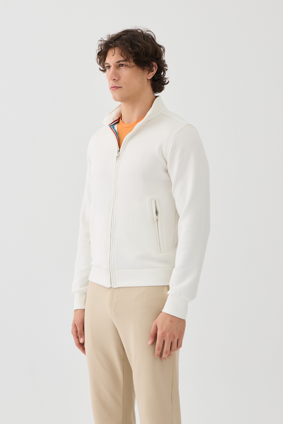 Este Marin Ortakent Viskon Beyaz Renk Fermuarlı Sweatshirt