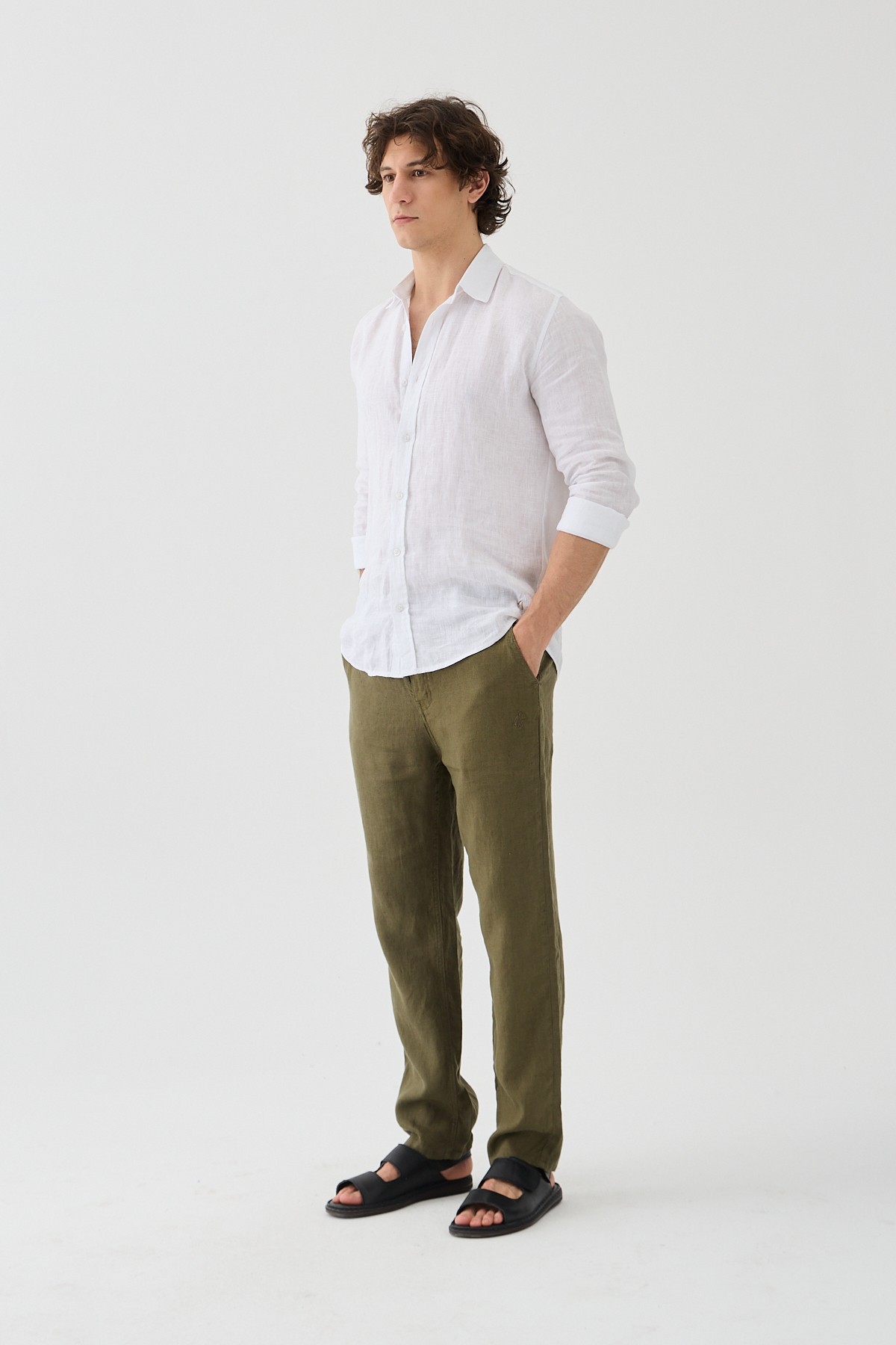 Halikarnas Keten Haki Jogger Pantolon