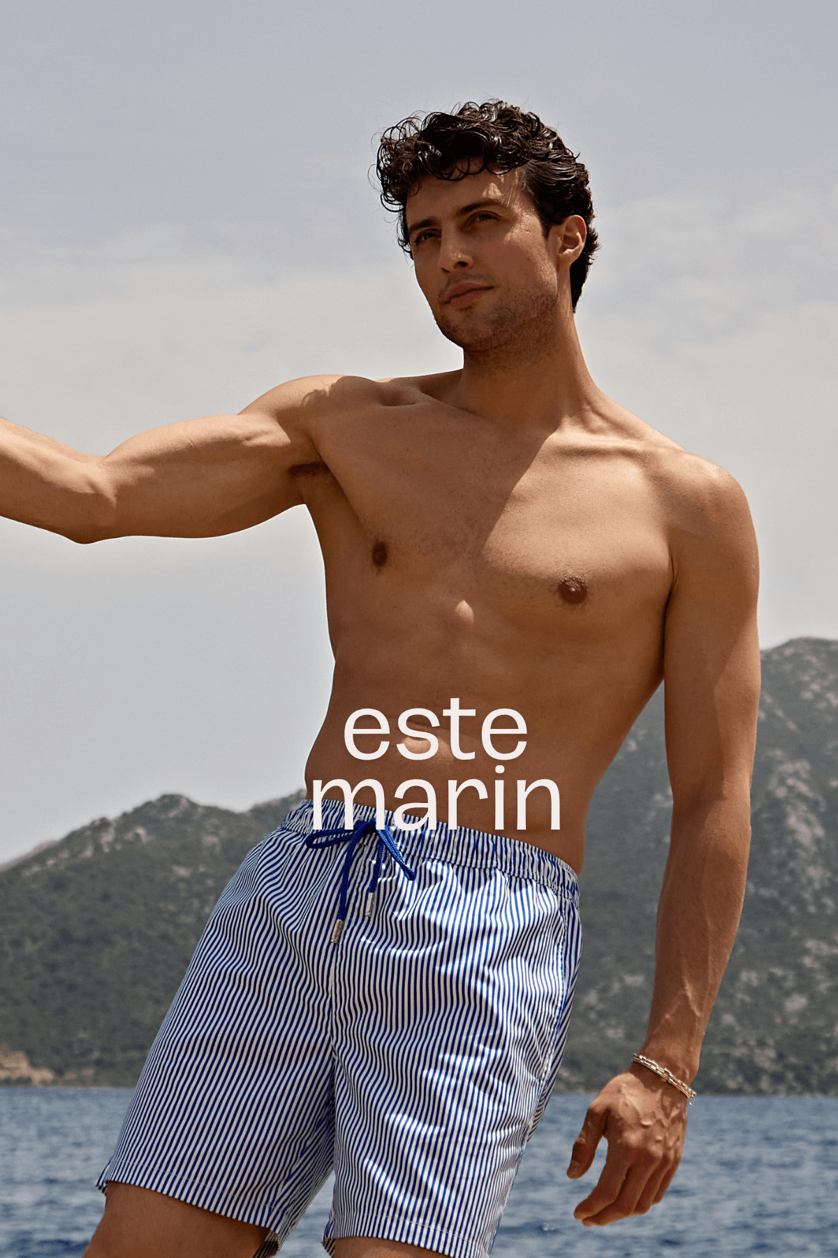 Este Marin Hisarönü Çizgili Kısa Deniz Şortu - lacivert