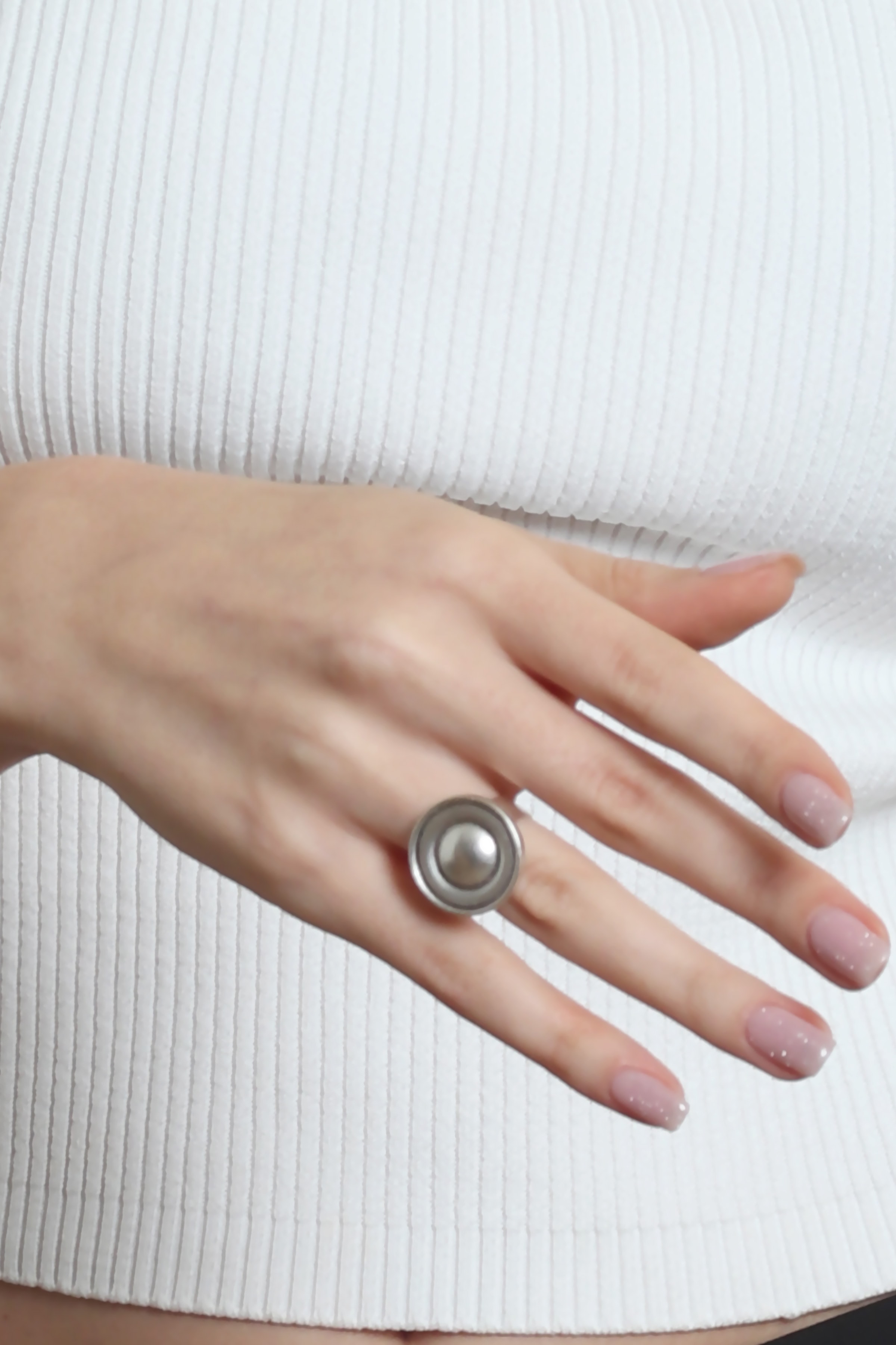 Labalaba Kadın Antik Gümüş Kaplama Ayarlanabilir Düğme Formlu Yüzük